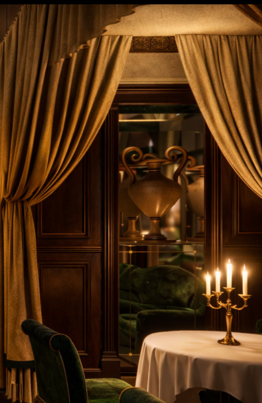 A corner table, by candlelight