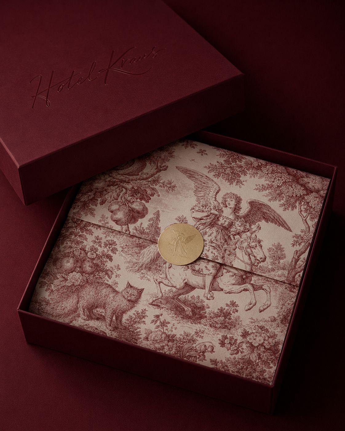 The box, lined in toile