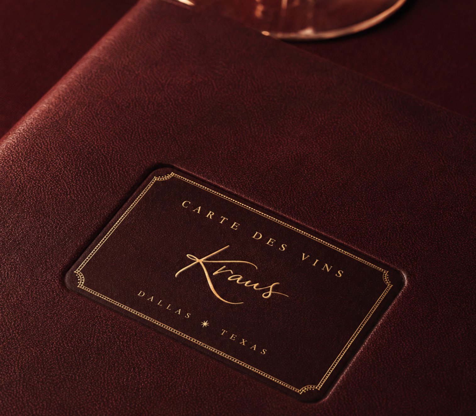 The wine list, open at the table
